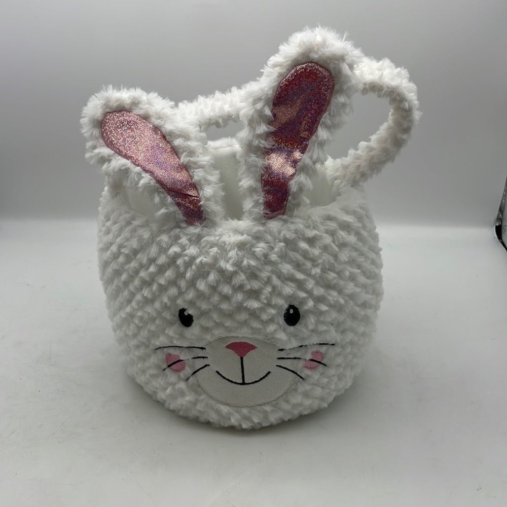 Easter Bunny Basket White Plush